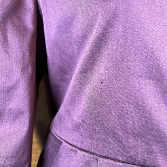 Elle Snap Front Peplum Jacket Women's S Purple Plum 3/4 Sleeve Peter Pan Collar - Picture 3 of 12